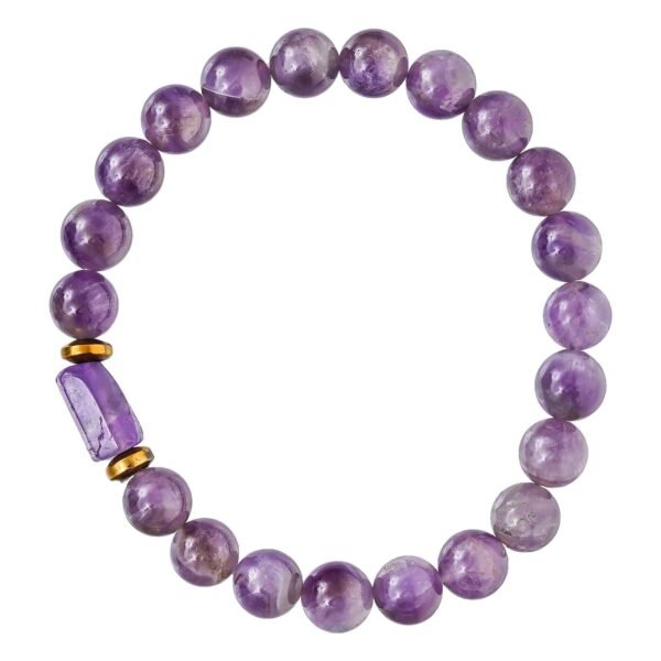 Amethyst Tumbler Bracelet for Women Men's Gifts - Protection Healing Crystal Bracelet - 8mm Gemstone Beaded Adjustable