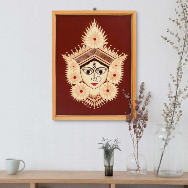 Bamboo Hand Crafted Framed Wall Hangings Of Durga Ji For Home D?cor | Bamboo Framed Art For Wall D?cor