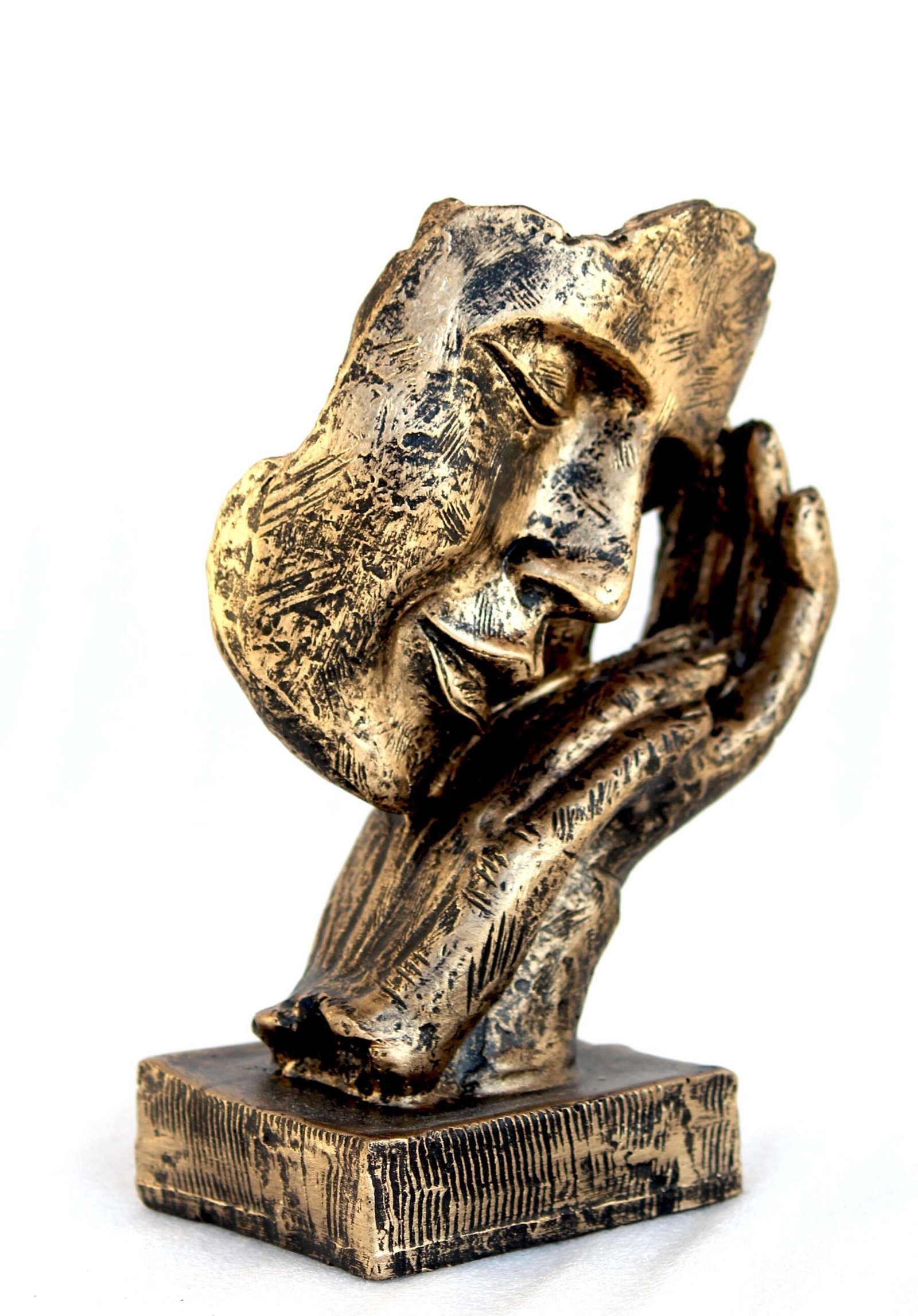 Resin Handcrafted Human Face Design with Hand on Face Decorative Showpiece Figurine, Multicolour - Image 3