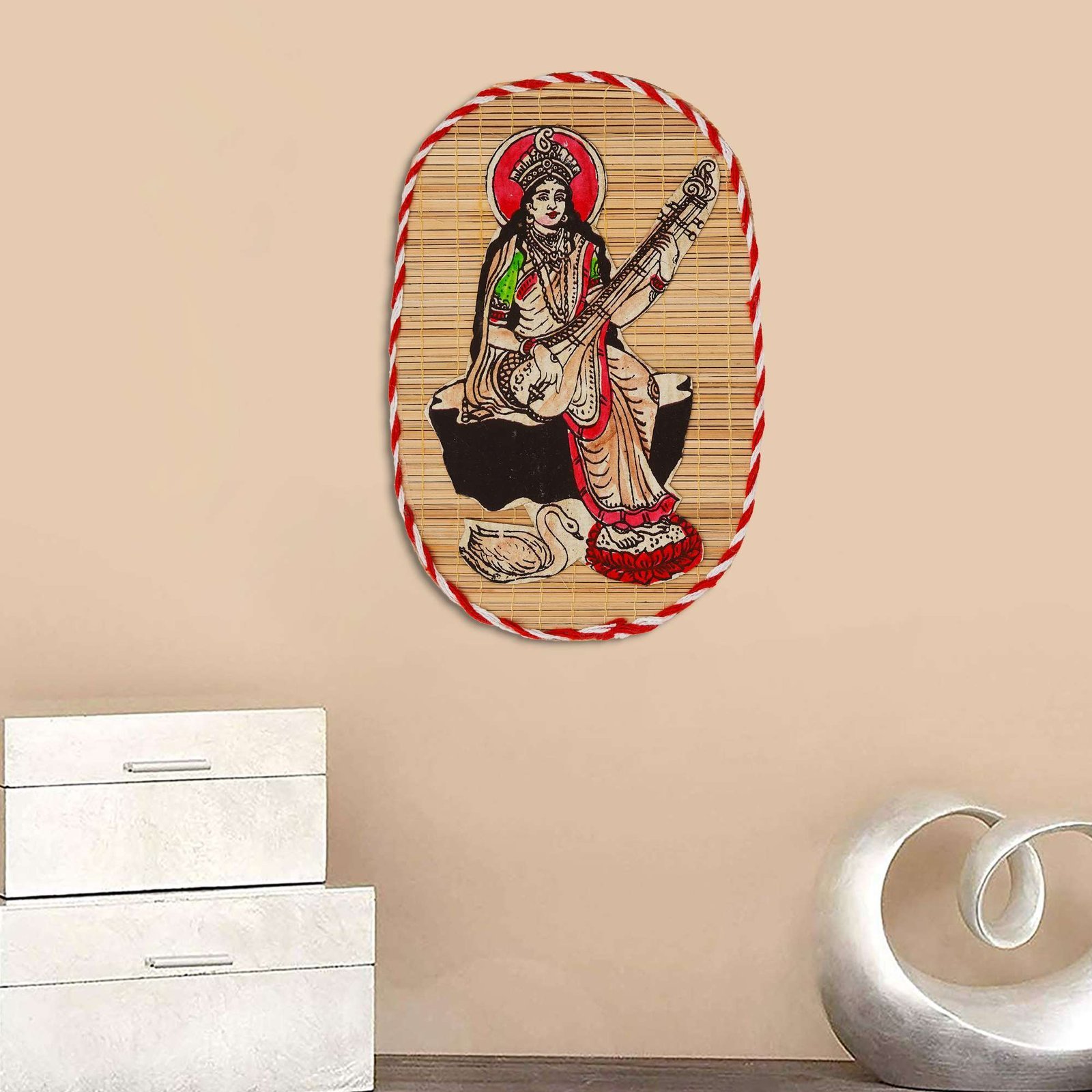 Bamboo Hand Crafted Wall Hangings Of Godess Sarwasti Ji For Home D?cor - Image 3
