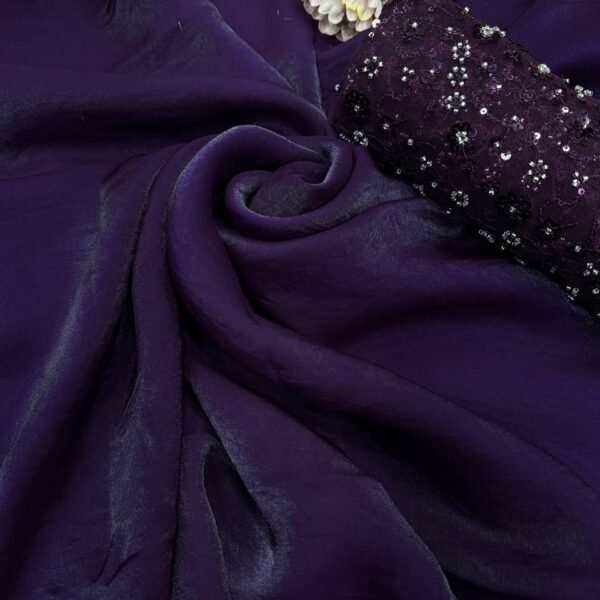 Women's Luxurious Deep Purple Tissue Silk Saree with Sequin-Embroidered Blouse Piece